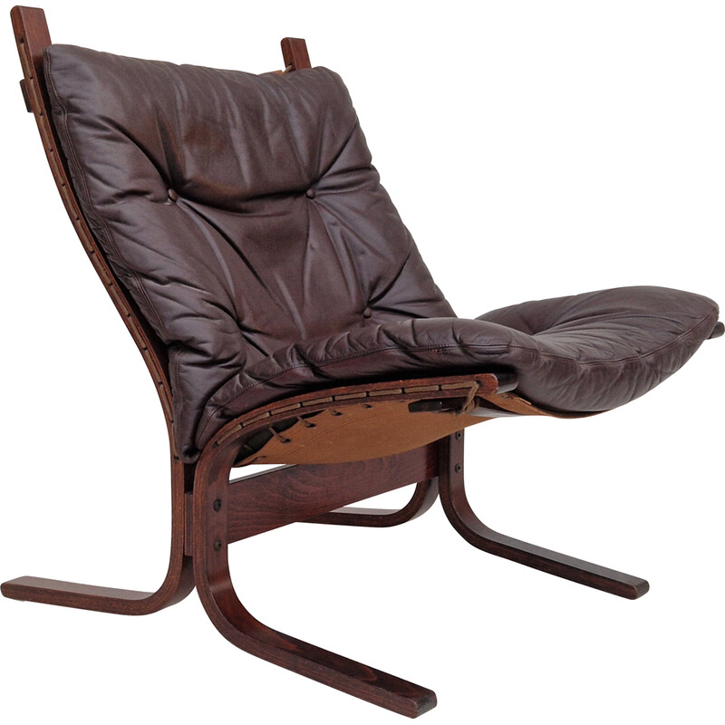Norwegischer Sessel "Siesta" aus Leder und Bugholz von Ingmar Relling,  1960er Jahre