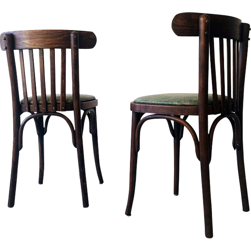 Klokje Sociaal pasta Paar vintage houten caféstoelen, jaren 1950