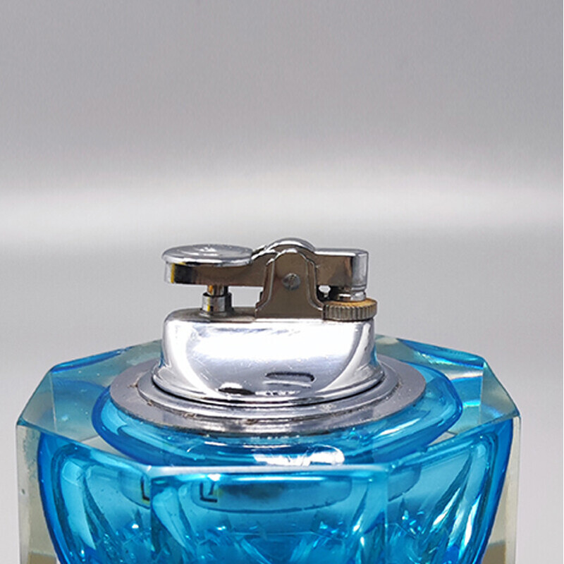 Briquet de table vintage en verre de Murano bleu par Flavio Poli pour  Seguso, Italie 1960