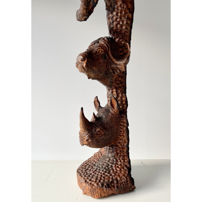 Sculpture Animaux de safari vintage africain sur bois