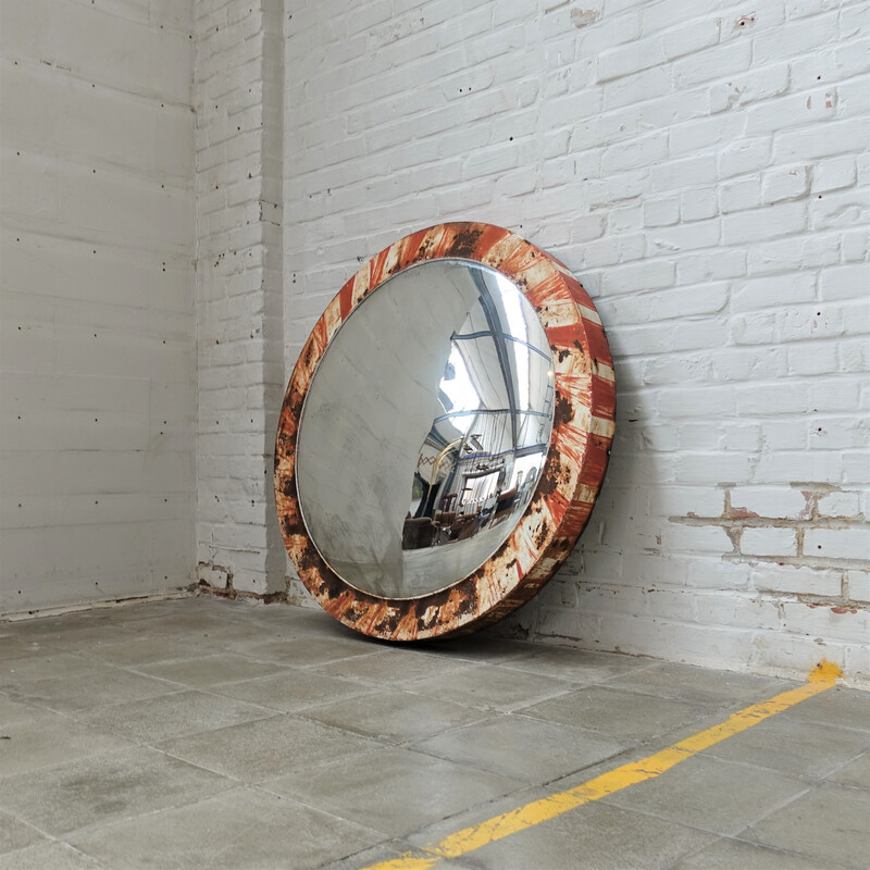 Miroir industriel vintage convexe