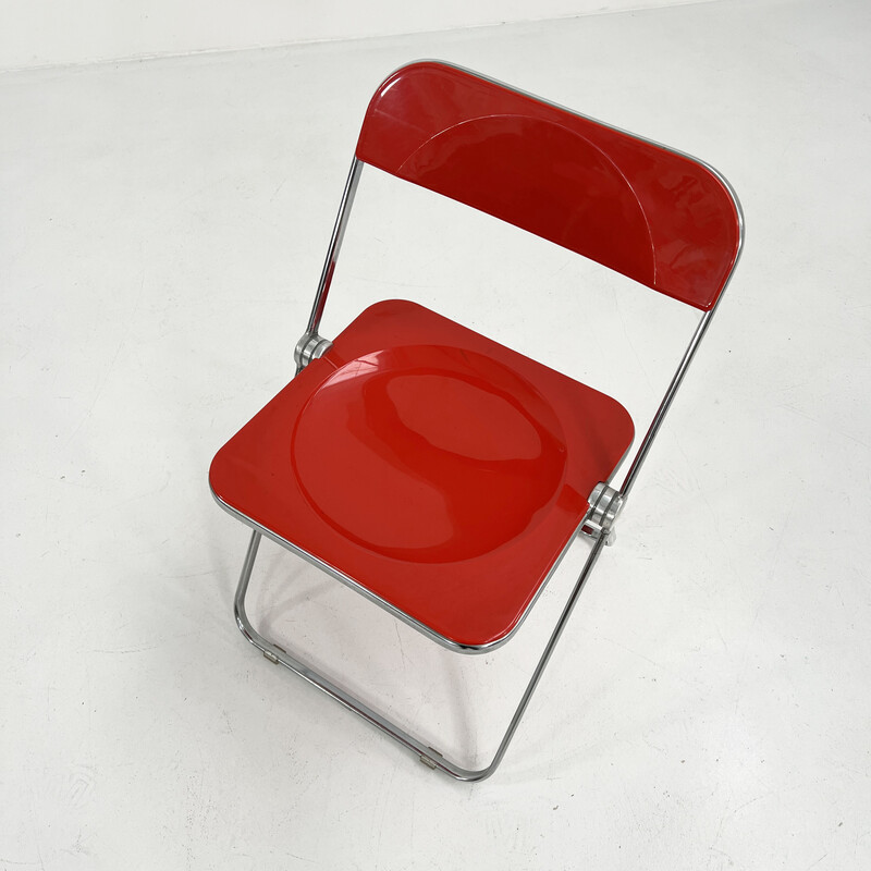 Roter Plia-Klappstuhl von Giancarlo Piretti für Anonima Castelli, 1970er  Jahre