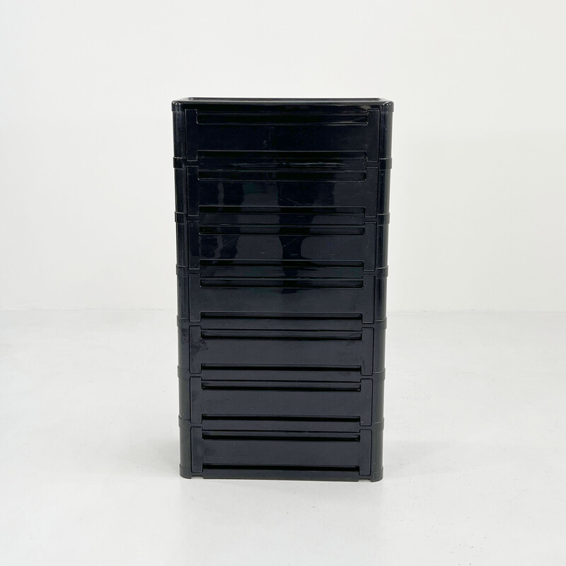 Vintage black plastic chest of drawers by Olaf Von Bohr for Kartell, 1970s
