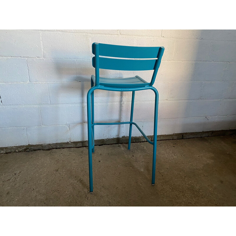 Vintage Luxembourg blue stackable bar stool by Fermob