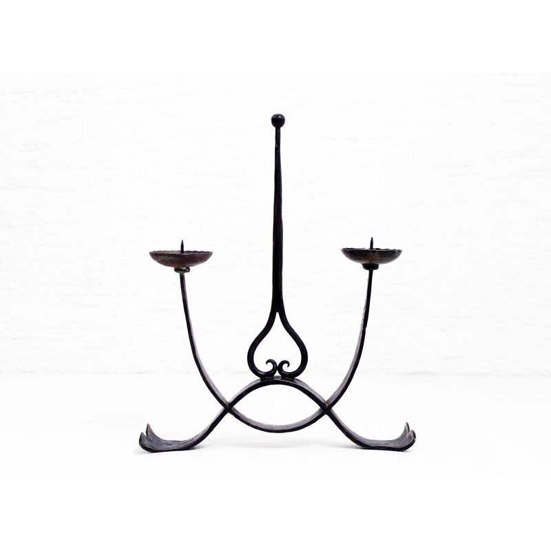 Candelabro vintage de hierro forjado, 1970