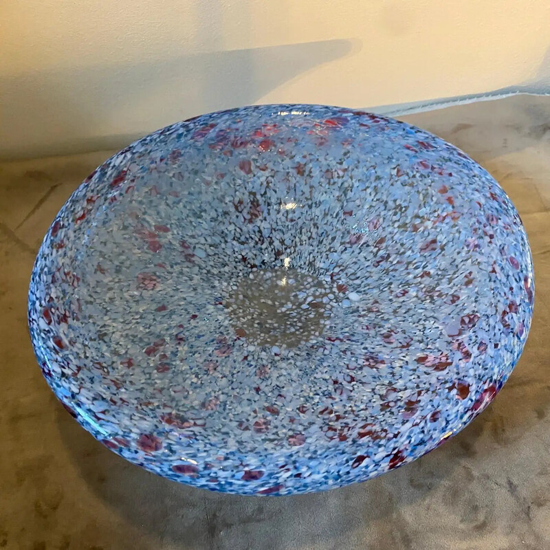 Centro de mesa redondo vintage de cristal de Murano, años 80