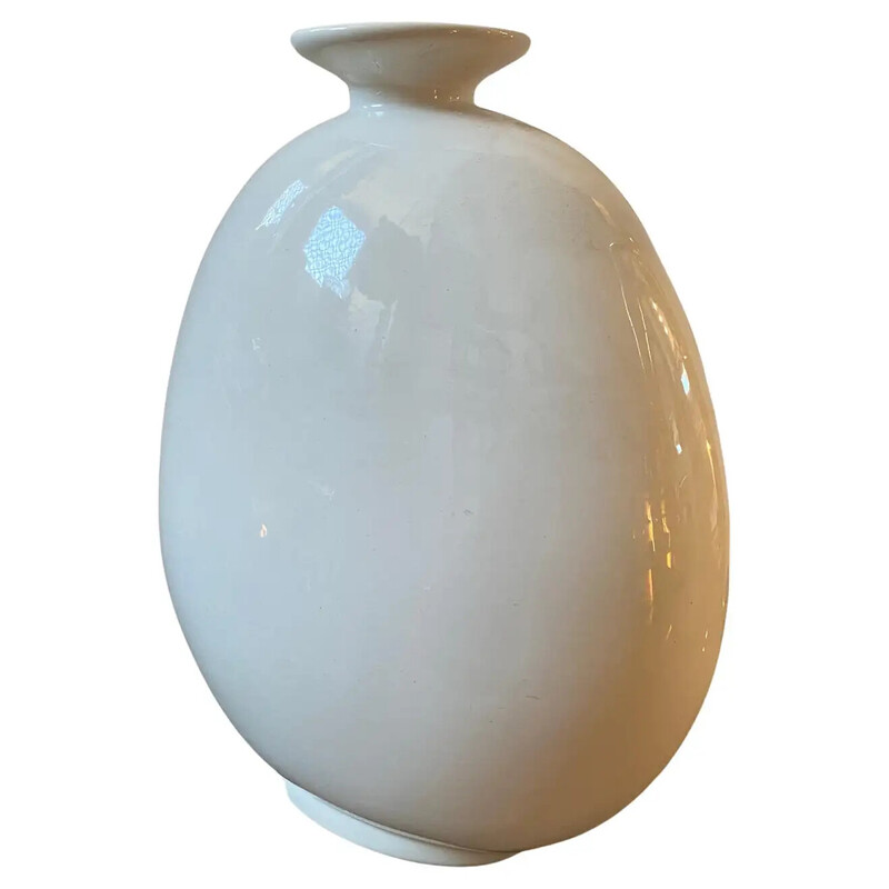 Vintage white ceramic Italian vase by Ceramica Plinio, 1980s