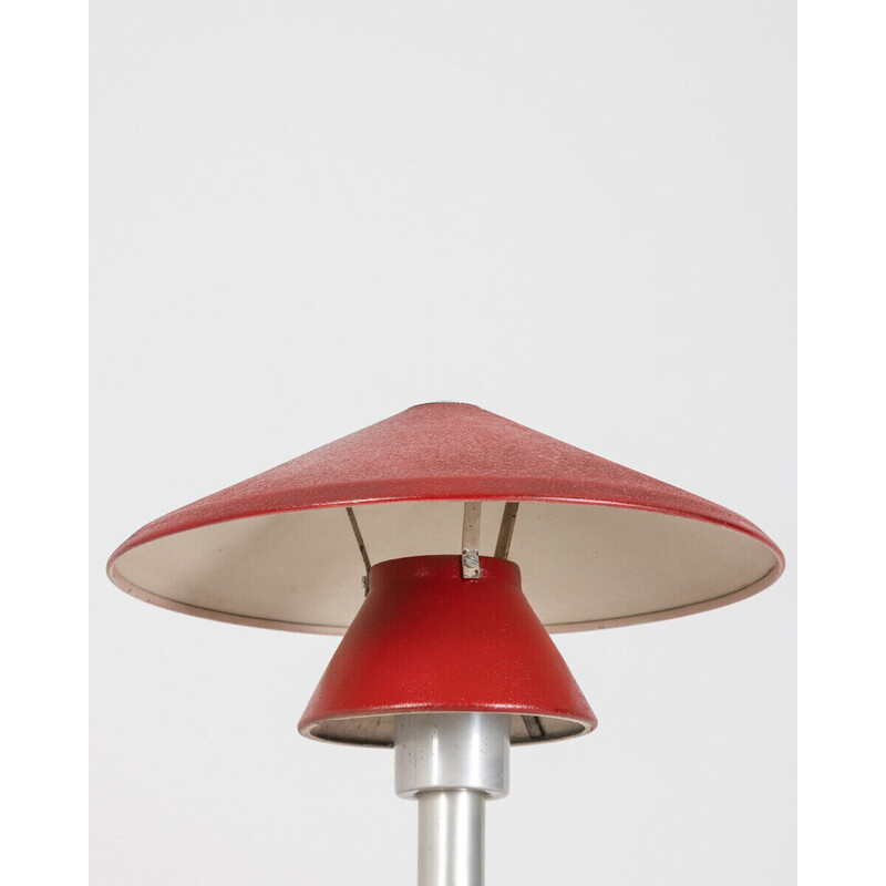 Vintage table lamp in red metal with chromed inserts, 1960s