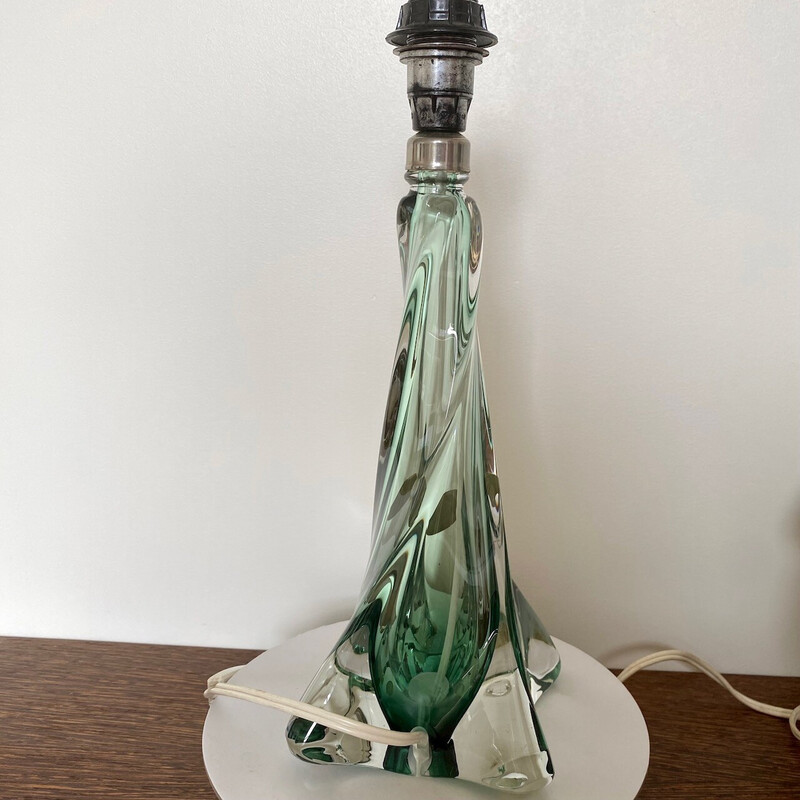 Vintage dark green Val Saint Lambert lamp