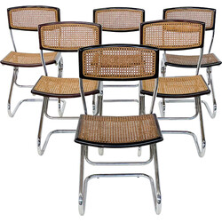 Slank Vertrouwelijk Mm Set van 6 Italiaanse rieten stoelen uit het midden van de eeuw, 1960