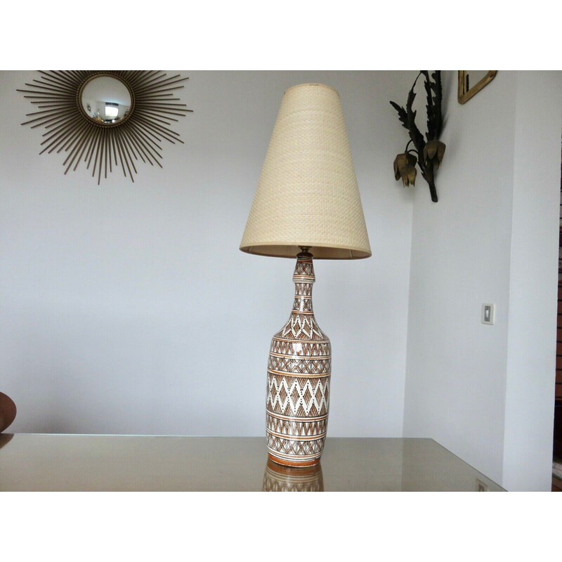 Lampe vintage en ceramique berbère, Maroc 1970