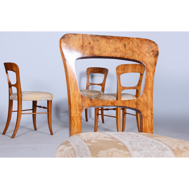 Set van 4 vintage Biedermeier notenhouten stoelen, Tsjechië 1830