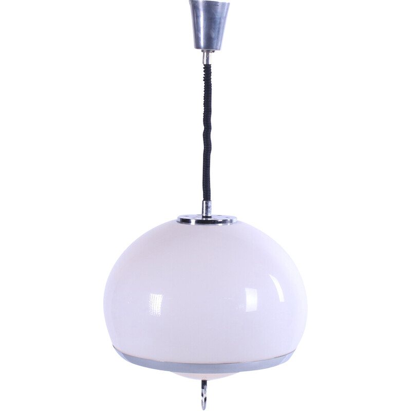 Vintage opaline space age German pendant lamp with harmonica cord, 1960