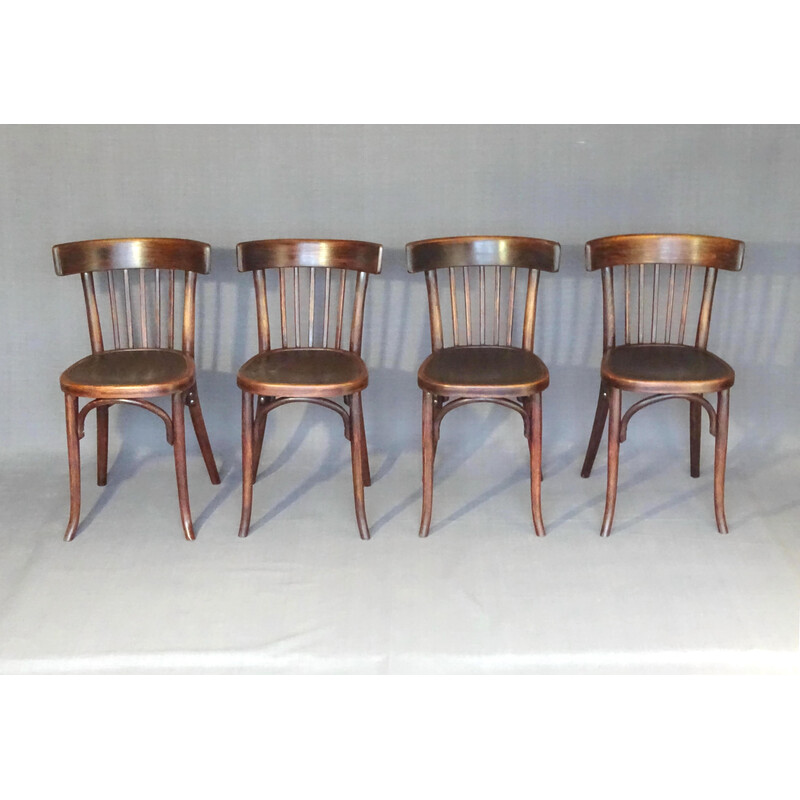 Set of 4 vintage bistro chairs Baumann, 1925