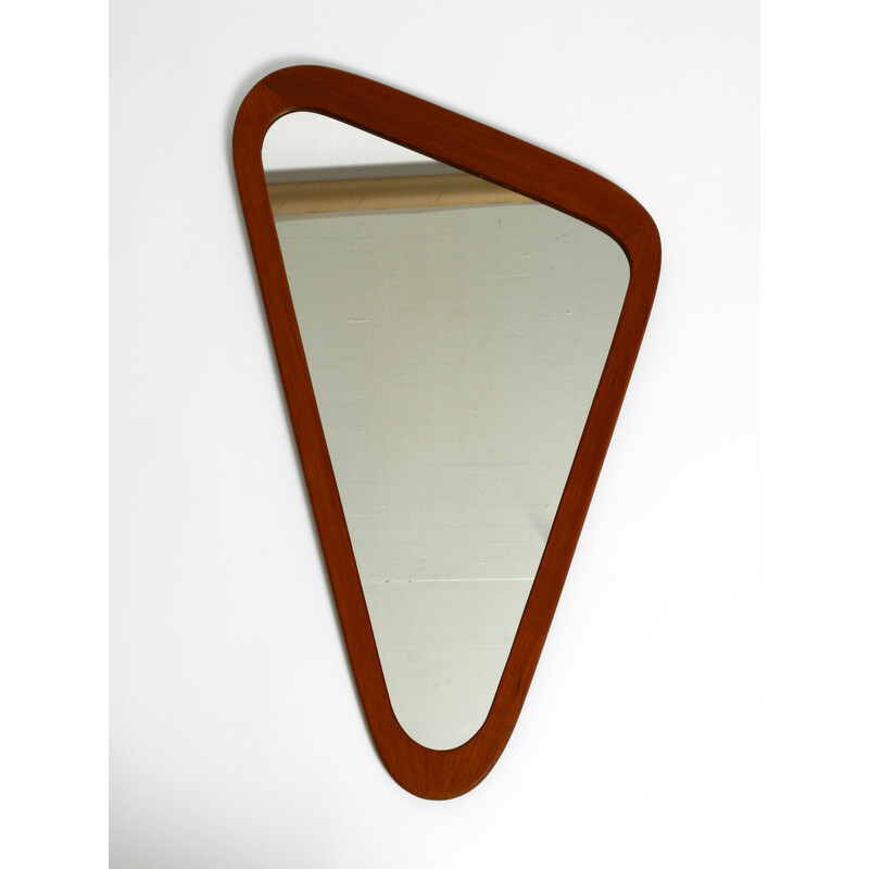 Espelho de parede de teca triangular assimétrico escandinavo vintage,  década de 1950