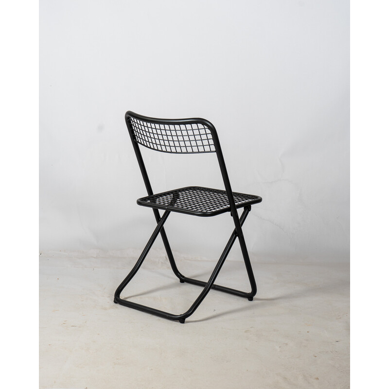 Coppia di sedie pieghevoli nere vintage di Federico Giner, Spagna 1970