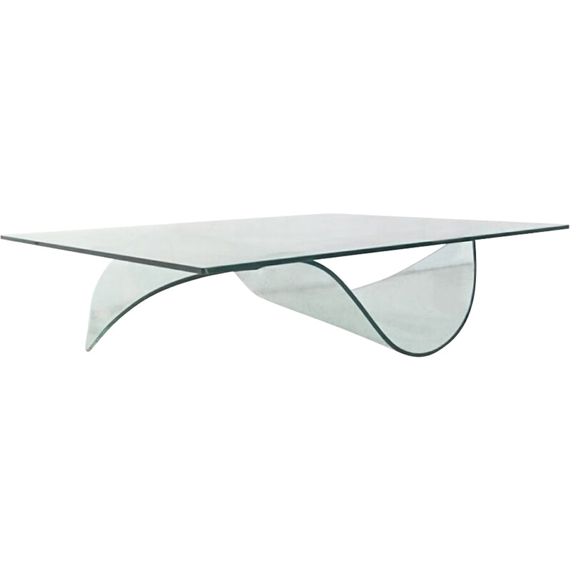Vintage glass coffee table by Maurice Barilone for Roche Bobois, 1980