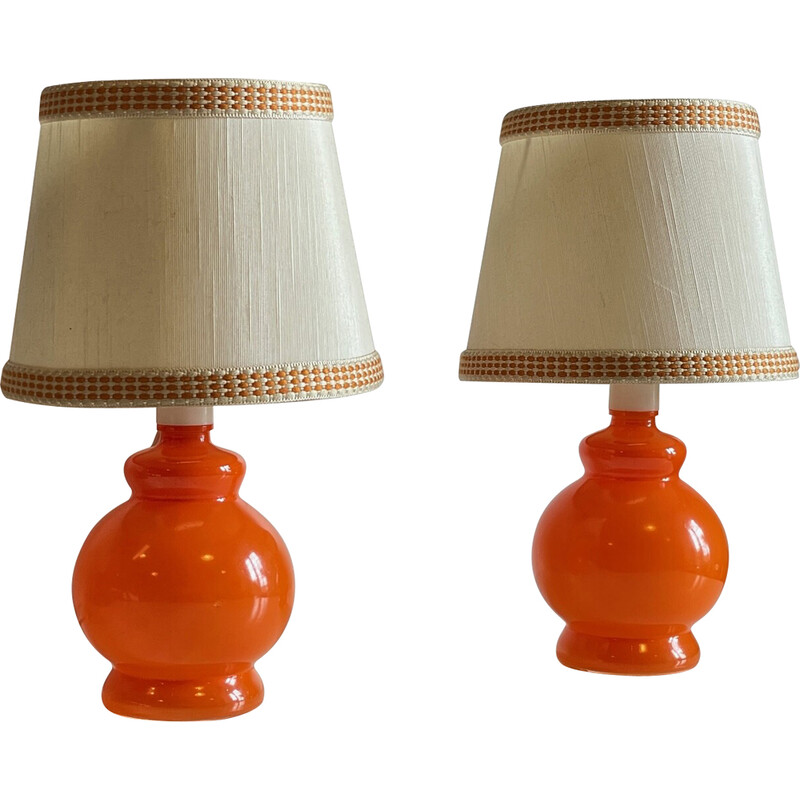 Vintage orange glass lamp, 1970
