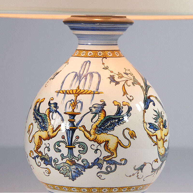 Vintage Keramik-Tischlampe von Gien, Frankreich