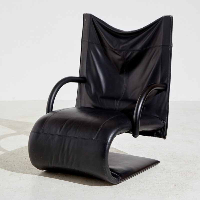 Cadeira de braços Zen em couro e metal Vintage de Claude Brisson para Ligne  Roset, década