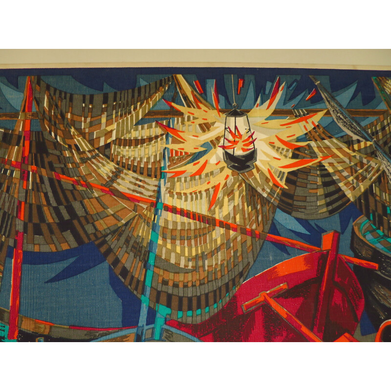 Vintage tapestry “Lumière Marine” by Robert Debiève