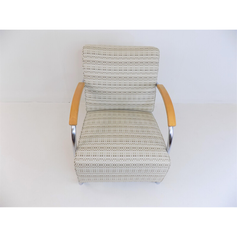 Vintage Fn21 Bauhaus tubular steel and fabric armchair by Mücke Melder