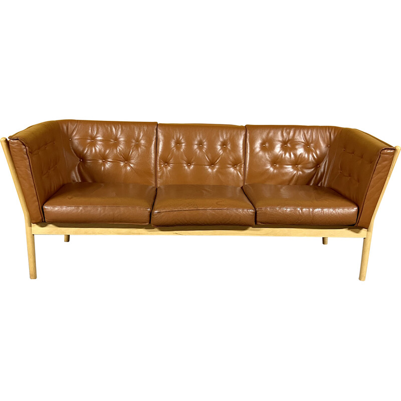 accu Roest verwennen Danish vintage 3 seater cognac leather sofa model J148 by Erik Jorgensen