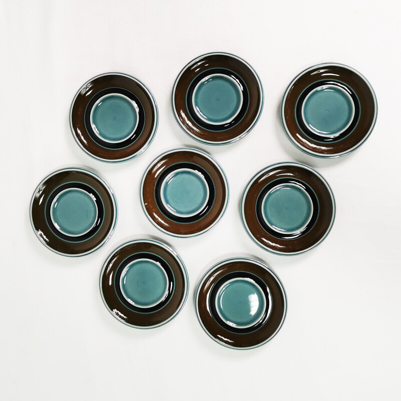 Set di 8 tazze e piatti in ceramica vintage di Ulla Procope per Arabia  Finland, Finlandia