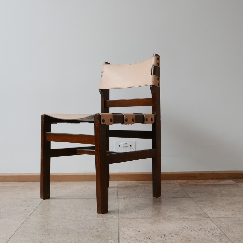 Set di 4 sedie da pranzo francesi di metà secolo in pelle di Maison Regain,  anni '