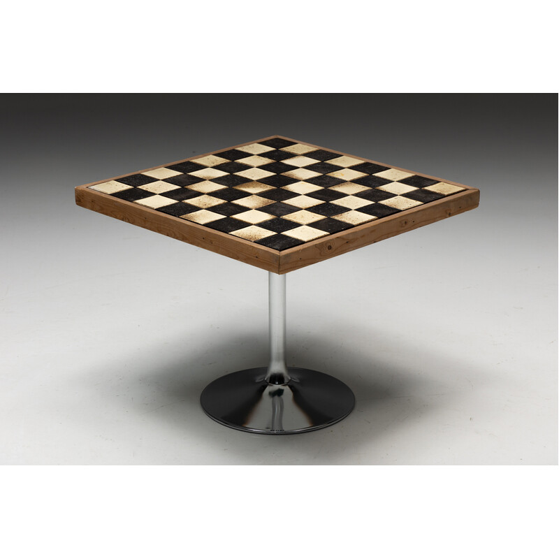 Table de jeu vintage avec jeu d'échecs Bauhaus par Josef Hartwig, Allemagne  1924