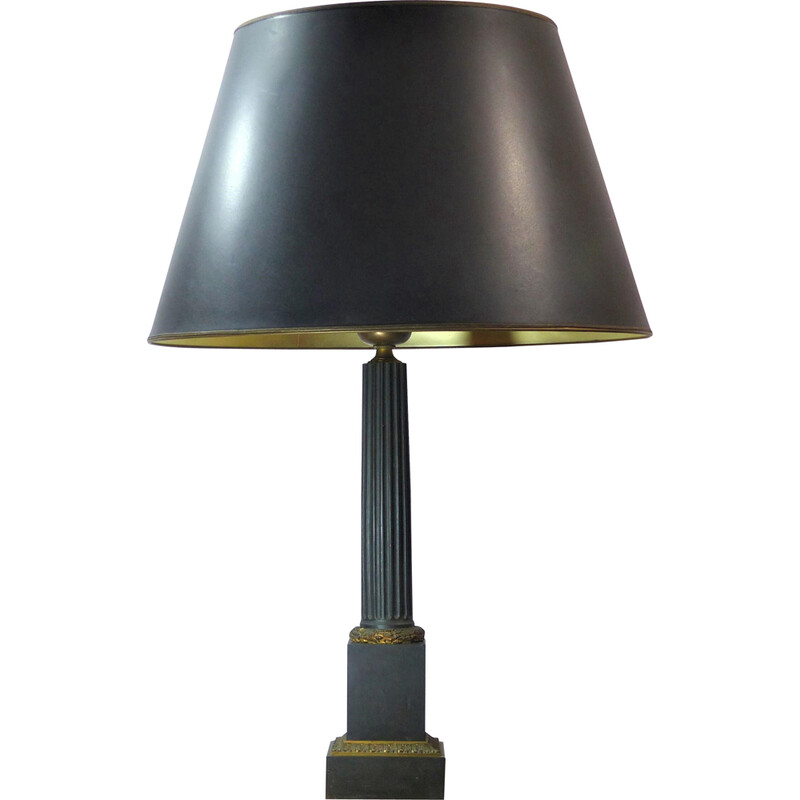 Lampe de table vintage en tôle laquée noire