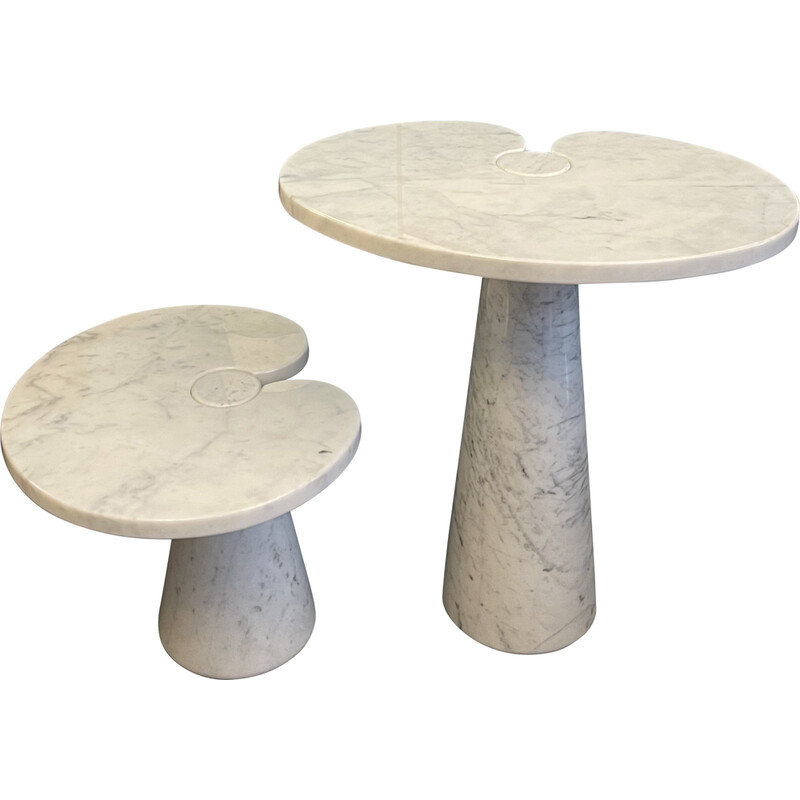 Paire de tables basses vintage en marbre par Angelo Mangiarotti