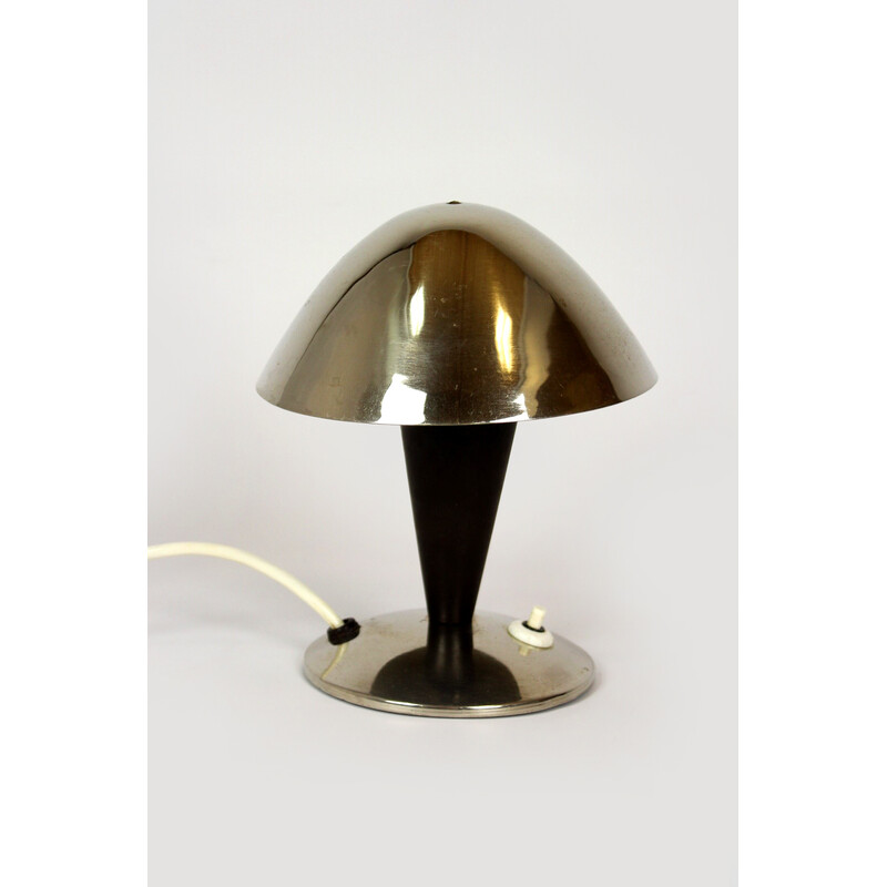 Lámpara de mesa vintage cromada de Esc, Checoslovaquia 1940