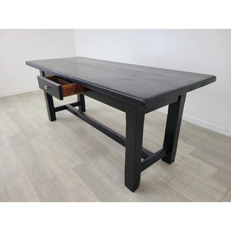 Vintage black lacquer dining table, 1950
