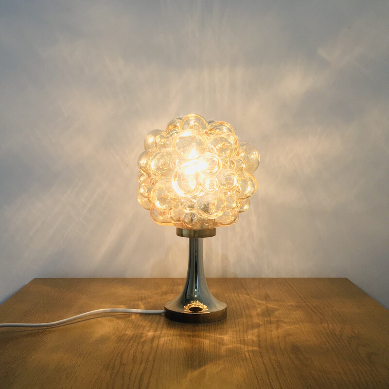 Coppia di lampade da tavolo d'epoca in vetro con bolle di Helena Tynell per  Limburg,