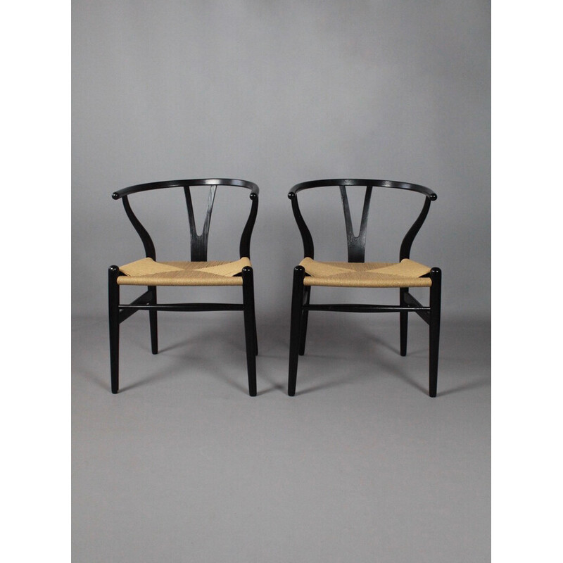 Pair of vintage chairs "Ch24 Wishbone" by Hans J Wegner for Carl Hansen and  Son, Denmark