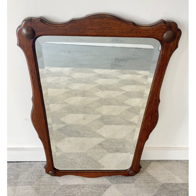 Espejo vintage con marco de madera maciza y cristal biselado y ribeteado