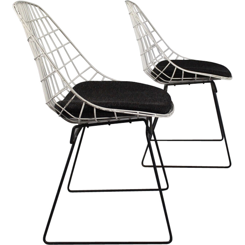 Paar Vintage-Stühle aus Draht "Sm05" von Cees Braakman für Pastoe,  Niederlande 1950