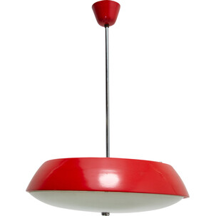 Table Lamp In Chrome And Red Metal, By Josef Hurka For Napako 1960s
