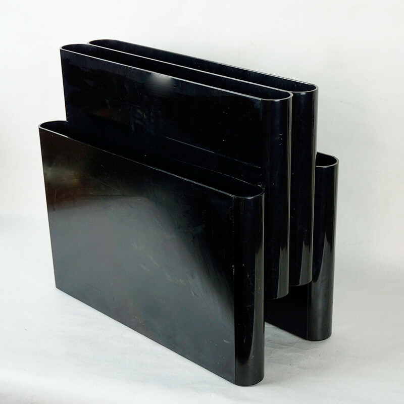 Porte-revues vintage en plastique noir par Giotto Stoppino pour Kartell,  Italie 1970