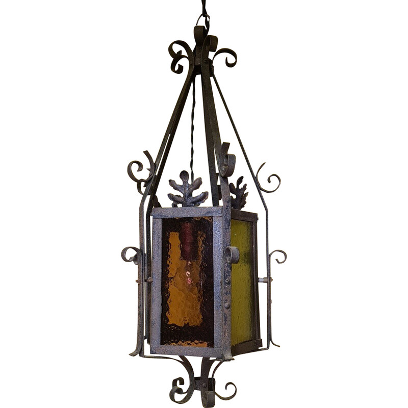 Vintage Franse gotische metalen lantaarn