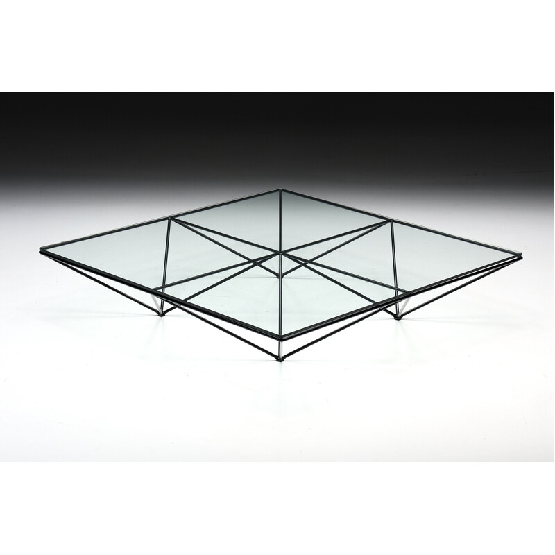 Tavolino quadrato vintage in acciaio e vetro "Alanda" di Paolo Piva per B  and B, Italia