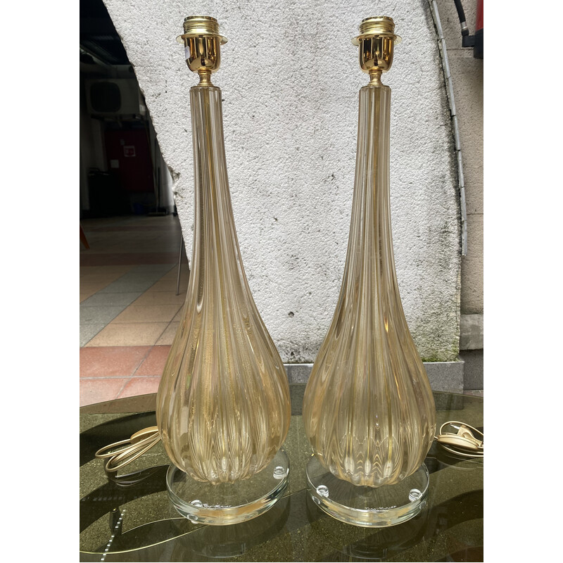 Paar oude Murano glazen lampen van Toso