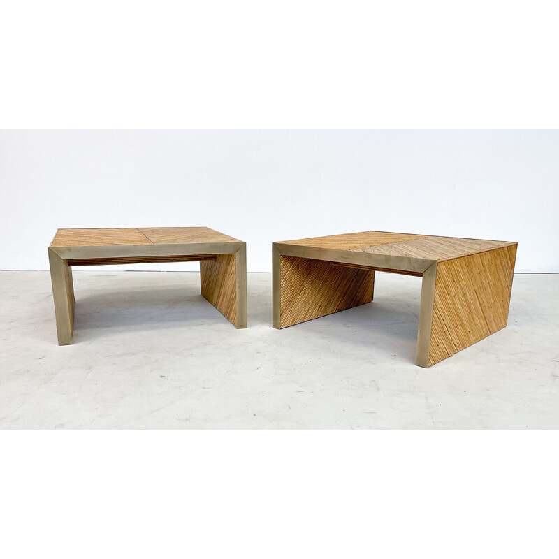 Vintage coffee table in bamboo and brass, Italy
