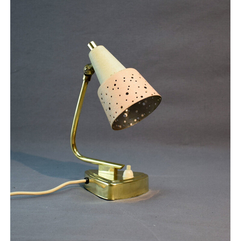 Vintage-Lampe aus Messing mit perforiertem Metallschirm, 1960