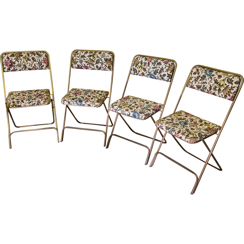 Set di 4 sedie pieghevoli vintage francesi Lafuma modello Chantazur, anni  '60