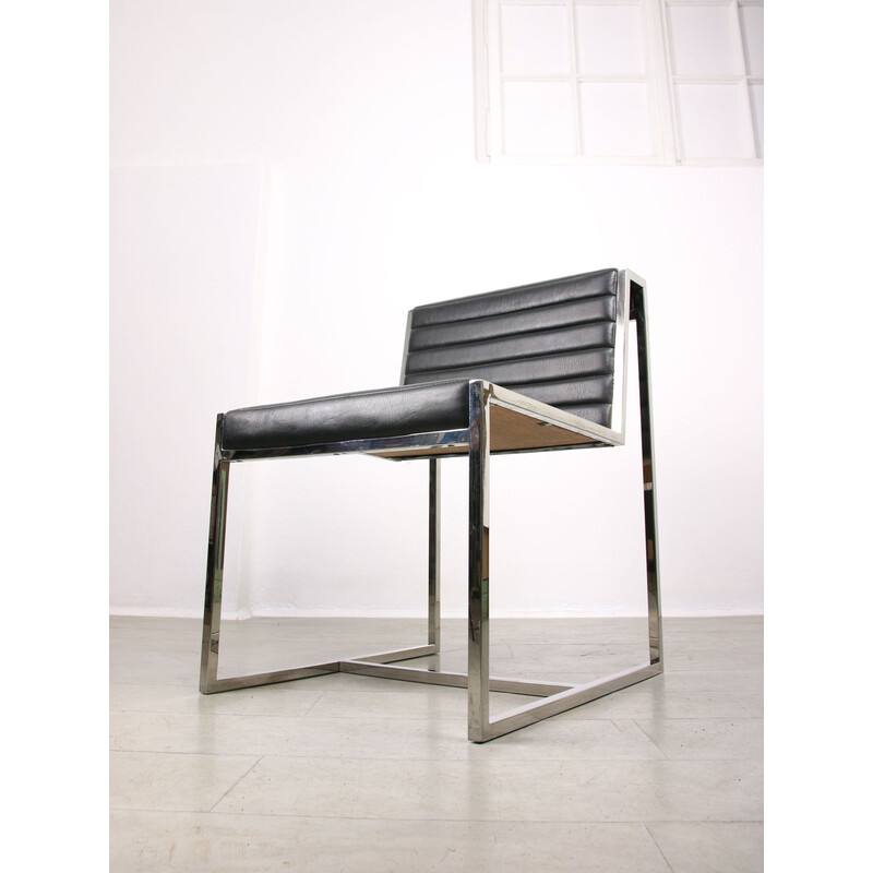Cadeira Vintage Bauhaus em cromado e pele