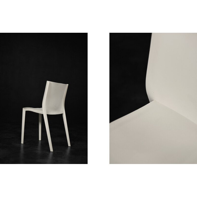 Set of 5 vintage French Slick Slick white plastic chairs by Philippe Starck  for Xo Design,