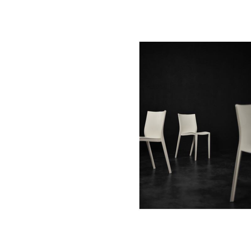 Set of 5 vintage French Slick Slick white plastic chairs by Philippe Starck  for Xo Design,