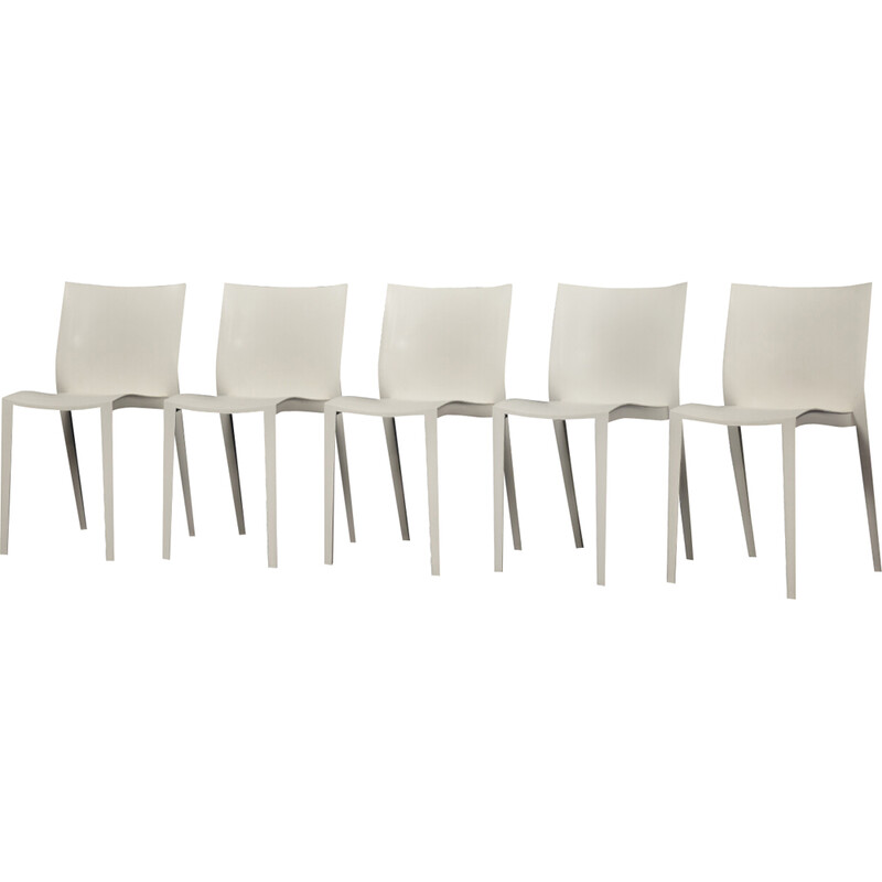 Conjunto de 5 cadeiras vintage francesas de plástico branco Slick Slick de  Philippe Starck para a